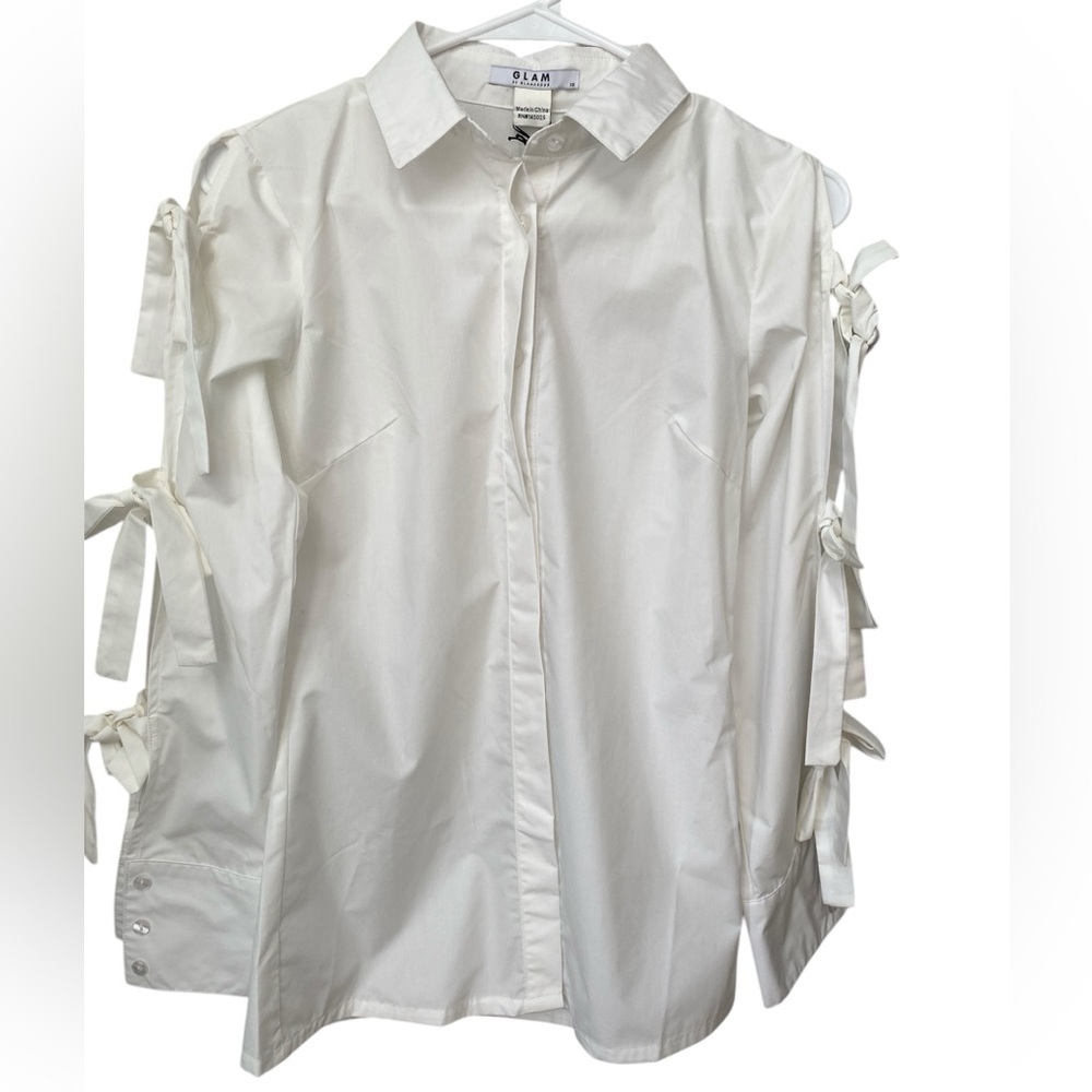 Glam By Glamorous White Bow Sleeve Top Women’s XS  Fairy Coquette Festival NEW